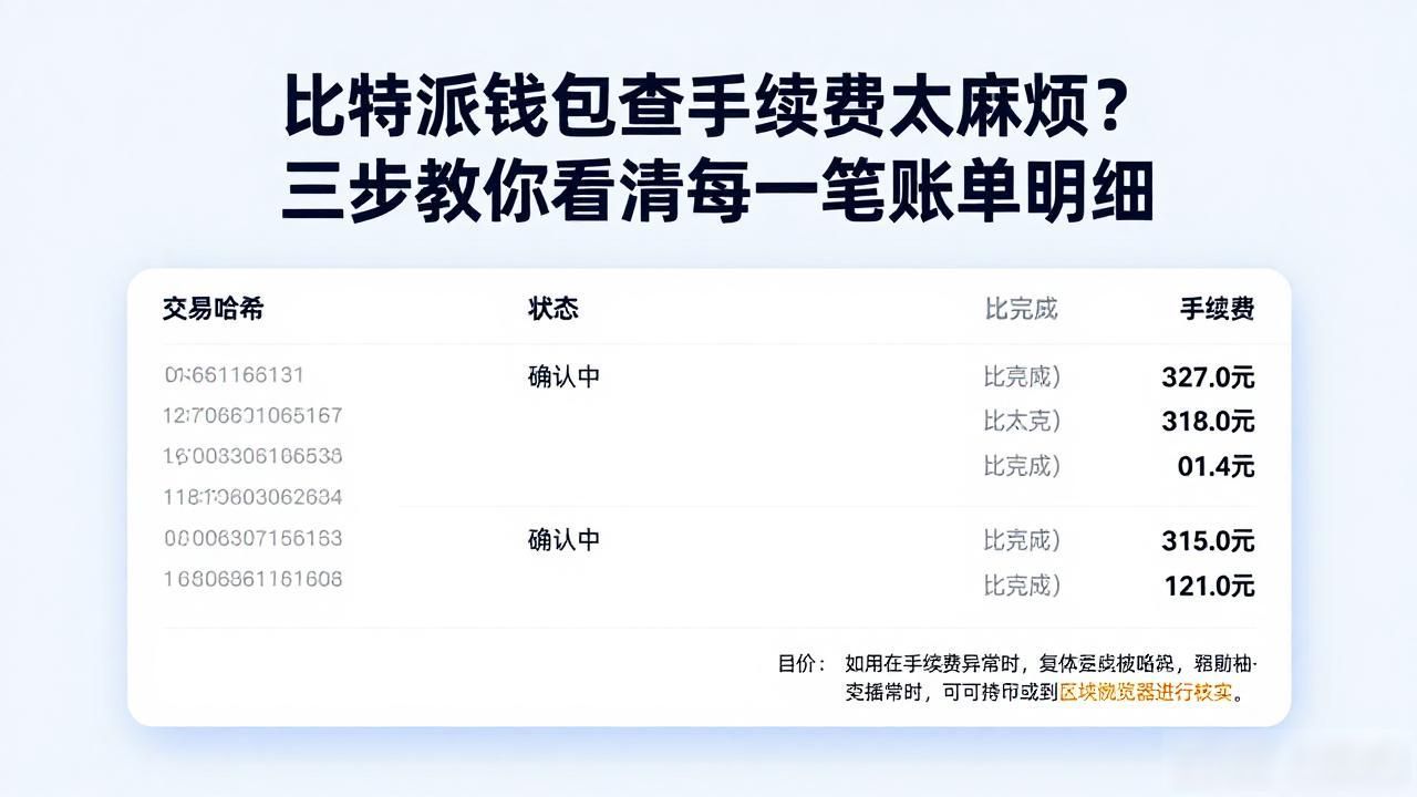 比特派钱包查手续费太麻烦?三步教你看清每一笔账单明细